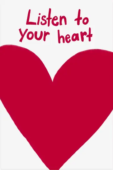 Affiche cœur rouge typographique - listen to your heart