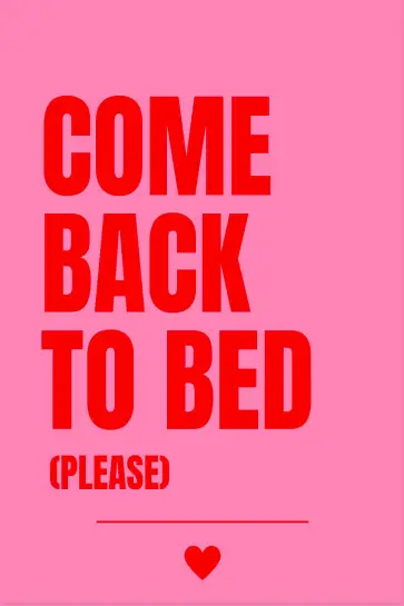 Affiche typographique pop art - come back to bed