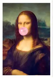 Affiche pop art la joconde - mona lisa et chewing-gum rose