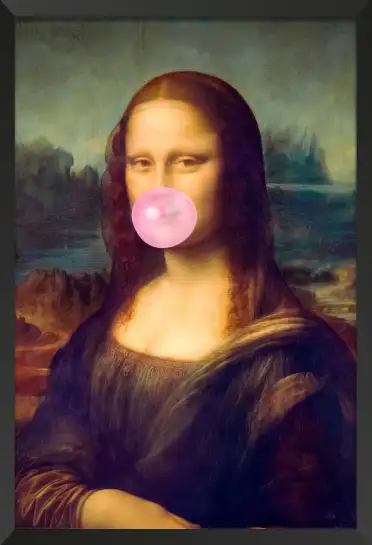 Affiche pop art la joconde - mona lisa et chewing-gum rose