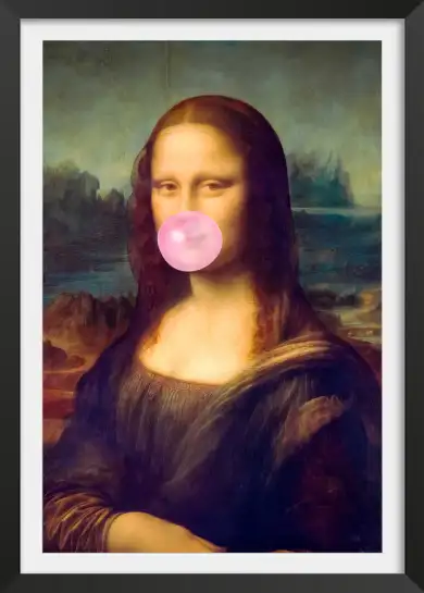 Affiche pop art la joconde - mona lisa et chewing-gum rose