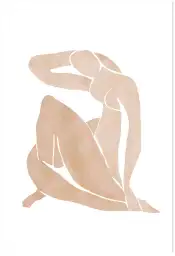 Affiche silhouettée style matisse - forme féminine beige et blanc