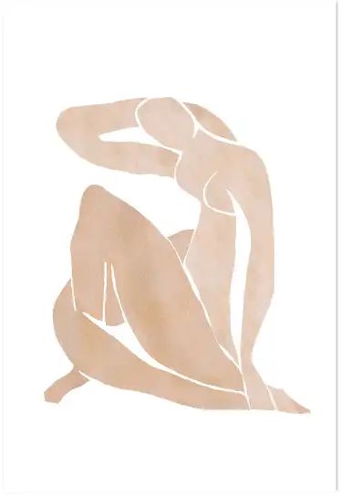 Affiche silhouettée style matisse - forme féminine beige et blanc