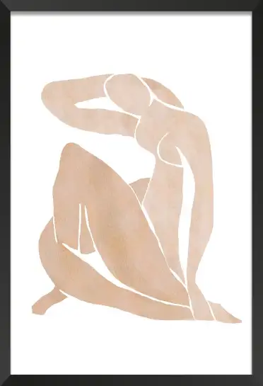 Affiche silhouettée style matisse - forme féminine beige et blanc