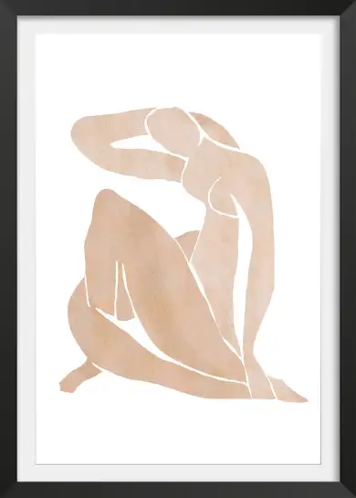 Affiche silhouettée style matisse - forme féminine beige et blanc