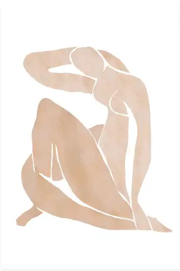Affiche silhouettée style matisse - forme féminine beige et blanc