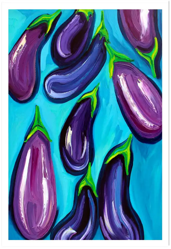 Affiche pop art Aubergines rain