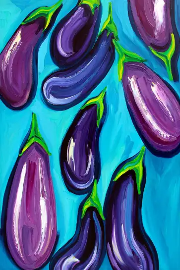 Affiche pop art Aubergines rain
