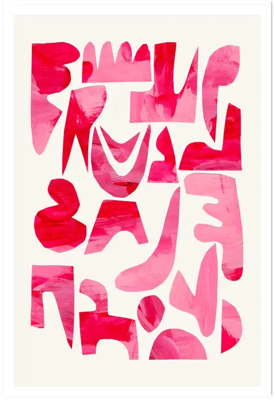 Affiche abstraite rose Pink Kiss Pieces