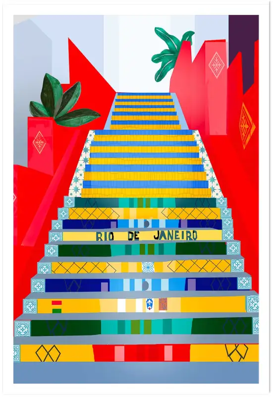 Affiche rio de janeiro - les célèbres escaliers selarón