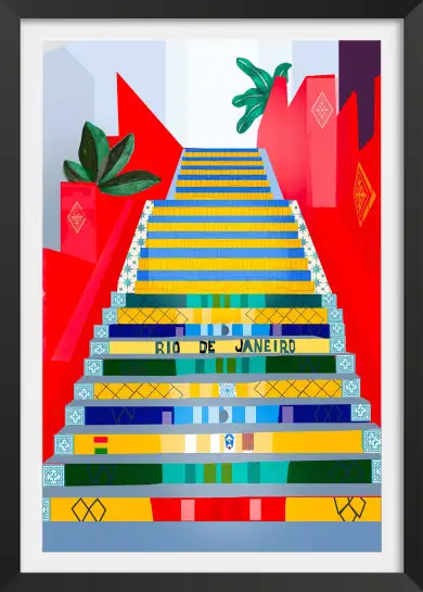 Affiche rio de janeiro - les célèbres escaliers selarón