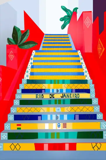 Affiche rio de janeiro - les célèbres escaliers selarón