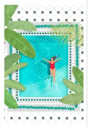 Affiche Pattern Piscine - Nageuse et végétation tropicale vue du dessus