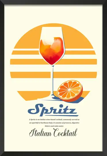 Affiche Retro Spritz - Ingrédients du cocktail italien