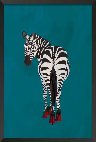 Affiche Art Fantaisie - Zèbre portant des escarpins à semelle rouge