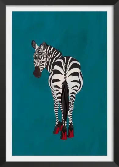 Affiche Art Fantaisie - Zèbre portant des escarpins à semelle rouge