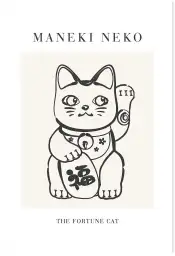 Affiche Minimaliste Japon - Maneki Neko le chat porte-bonheur
