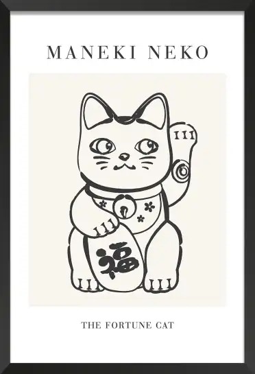 Affiche Minimaliste Japon - Maneki Neko le chat porte-bonheur