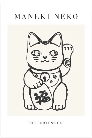 Affiche Minimaliste Japon - Maneki Neko le chat porte-bonheur