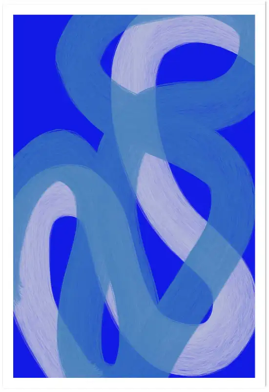 Affiche Contemporaine - Entrelacs de lignes abstraites bleu roi