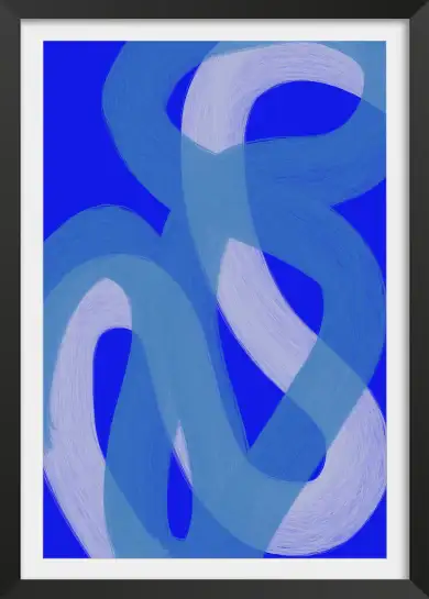 Affiche Contemporaine - Entrelacs de lignes abstraites bleu roi
