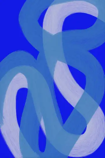 Affiche Contemporaine - Entrelacs de lignes abstraites bleu roi