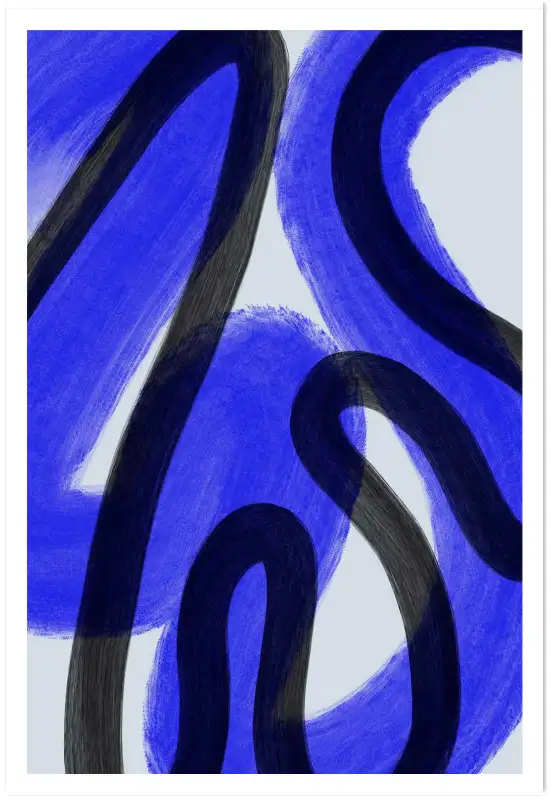Affiche Graphique - Coups de pinceau bleus et noirs