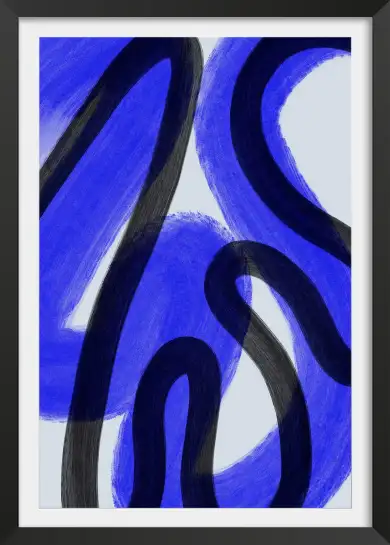 Affiche Graphique - Coups de pinceau bleus et noirs