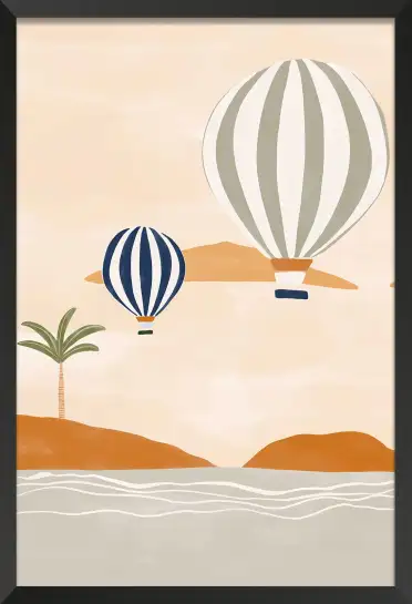 Affiche Voyage Poétique - Montgolfières au-dessus de la mer et des îles