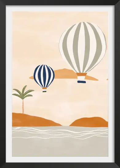 Affiche Voyage Poétique - Montgolfières au-dessus de la mer et des îles