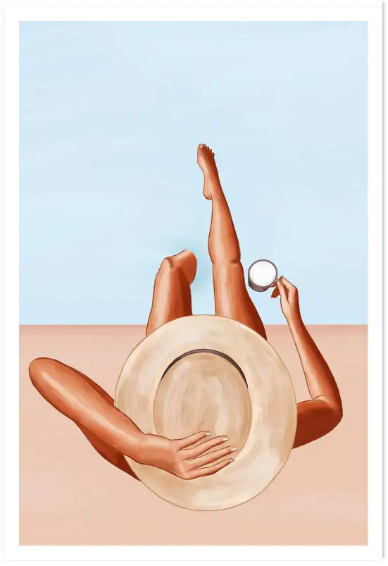 Affiche Pop Et Ete - Moment café au bord de la piscine vue du ciel