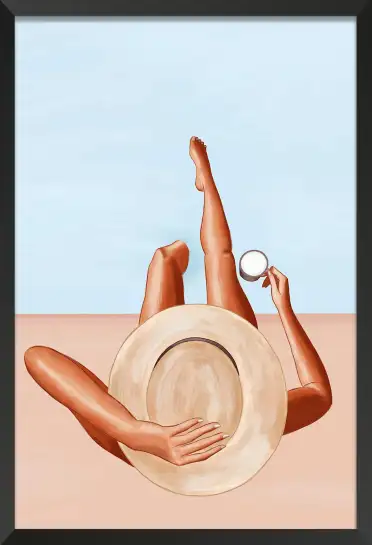 Affiche Pop Et Ete - Moment café au bord de la piscine vue du ciel