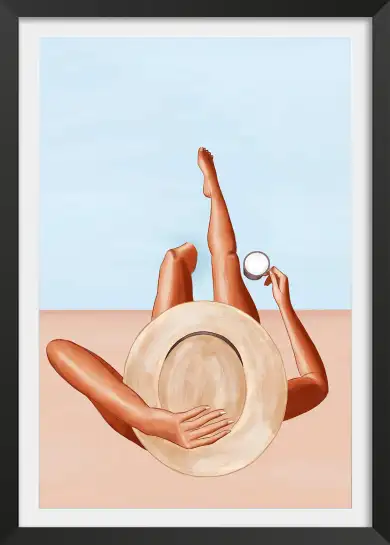 Affiche Pop Et Ete - Moment café au bord de la piscine vue du ciel