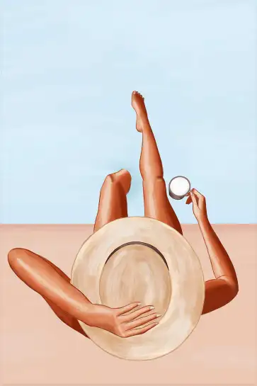 Affiche Pop Et Ete - Moment café au bord de la piscine vue du ciel