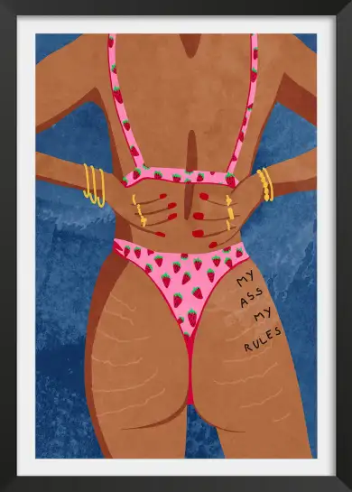Affiche Girl Power - Body Positivity et maillot de bain fraise