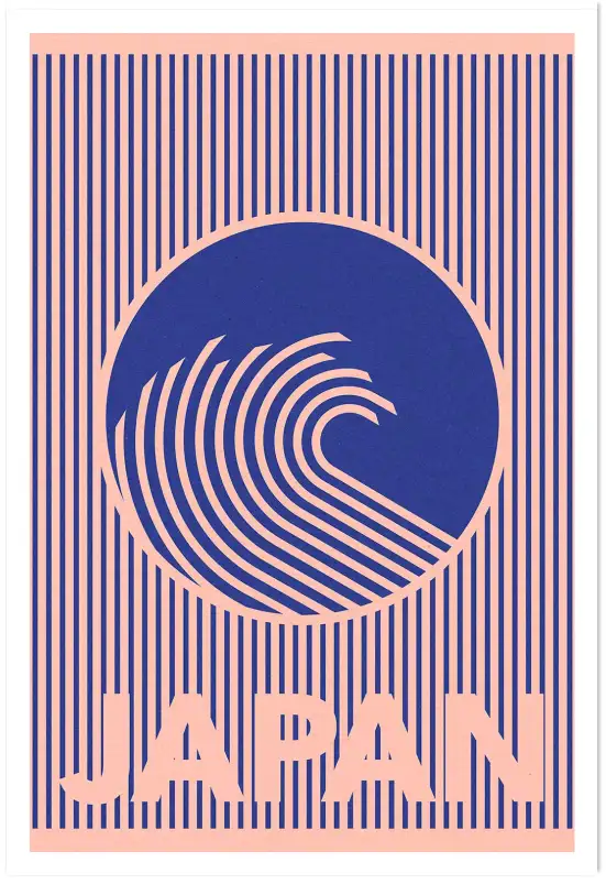 Affiche Japon Graphique - Motif de vague et rayures japonaises