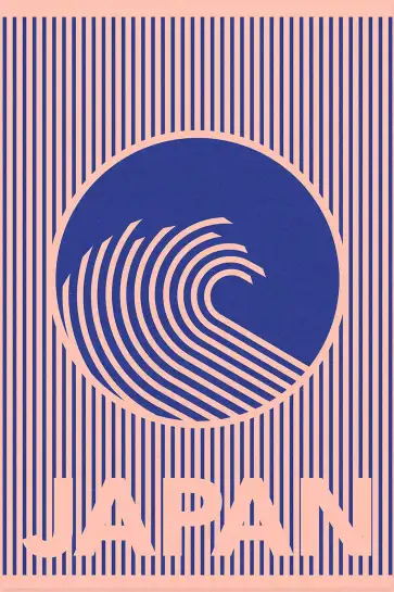 Affiche Japon Graphique - Motif de vague et rayures japonaises