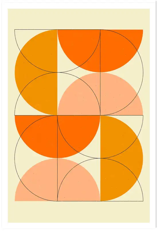 Affiche Abstraite Bauhaus - Demi-cercles géométriques orange