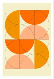Affiche Abstraite Bauhaus - Demi-cercles géométriques orange