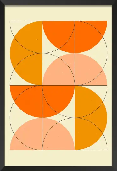 Affiche Abstraite Bauhaus - Demi-cercles géométriques orange