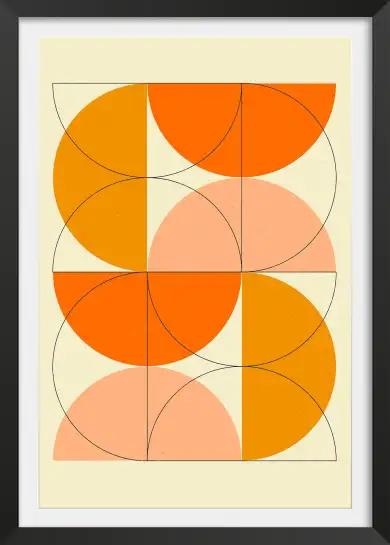 Affiche Abstraite Bauhaus - Demi-cercles géométriques orange