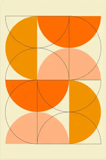 Affiche Abstraite Bauhaus - Demi-cercles géométriques orange