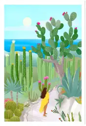 Affiche Promenade Botanique - Jardin de cactus et paysage marin