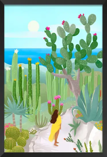 Affiche Promenade Botanique - Jardin de cactus et paysage marin