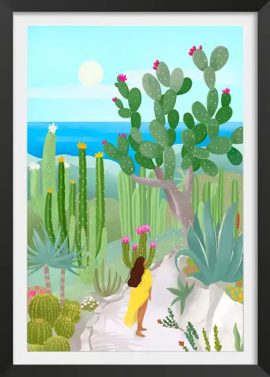 Affiche Promenade Botanique - Jardin de cactus et paysage marin