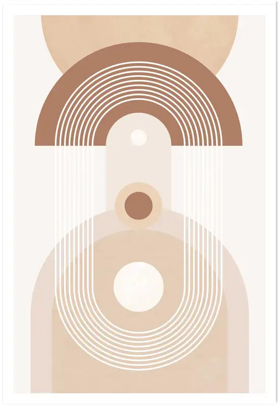 Affiche Minimaliste Boho - Arches et cercles ton terracotta et beige