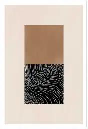 Affiche Graphique - Carré bicolore et texture ondulée noire