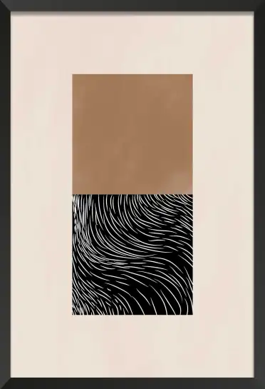 Affiche Graphique - Carré bicolore et texture ondulée noire
