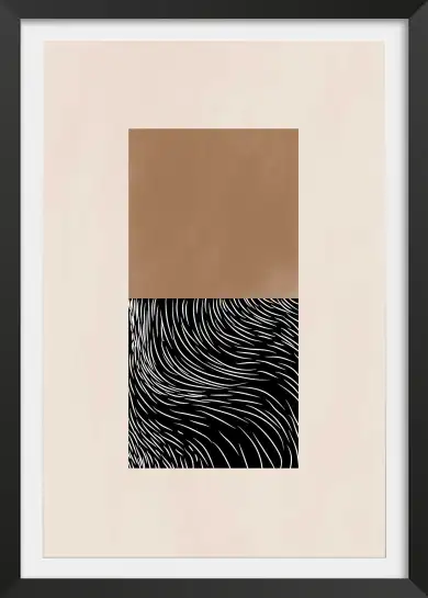 Affiche Graphique - Carré bicolore et texture ondulée noire