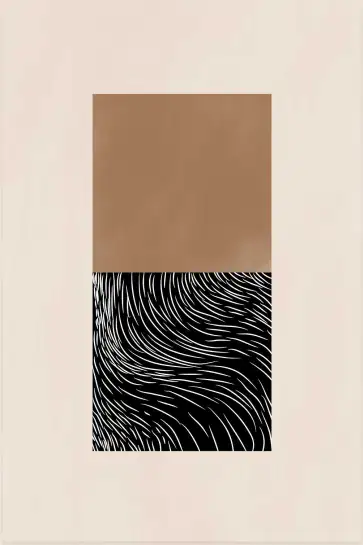 Affiche Graphique - Carré bicolore et texture ondulée noire
